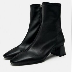 Zara Black Ankle Boots (genuine leather)